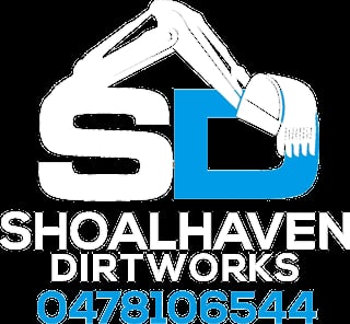 Shoalhaven Dirtworks logo with stylized excavator and contact number 0478106544